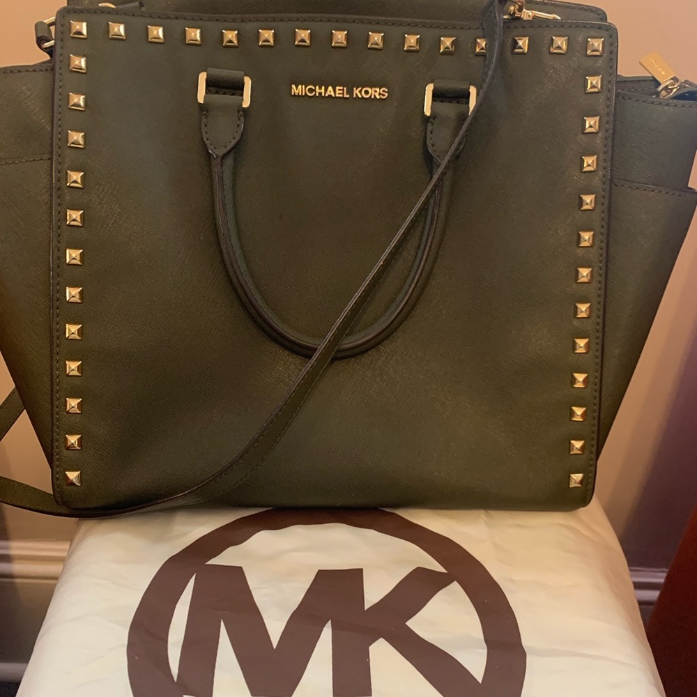 Green Studded Michael Kors Handbag